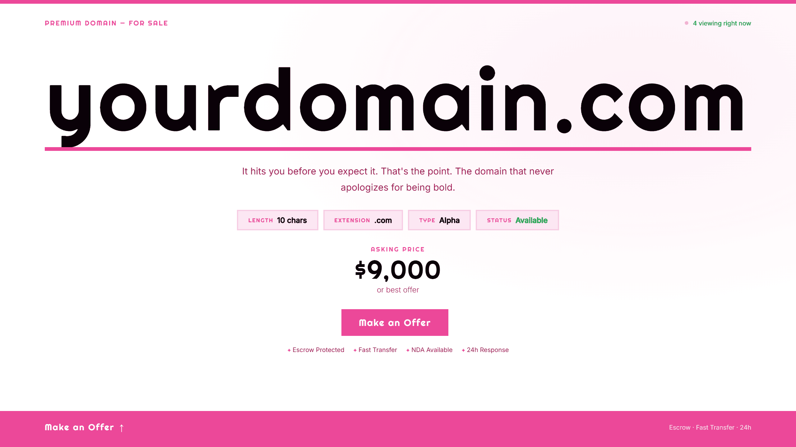 Bam domain lander template preview