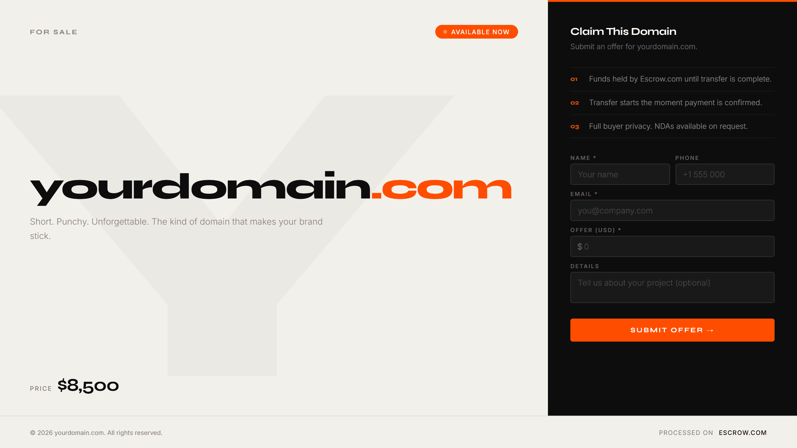 Bold domain lander templates
