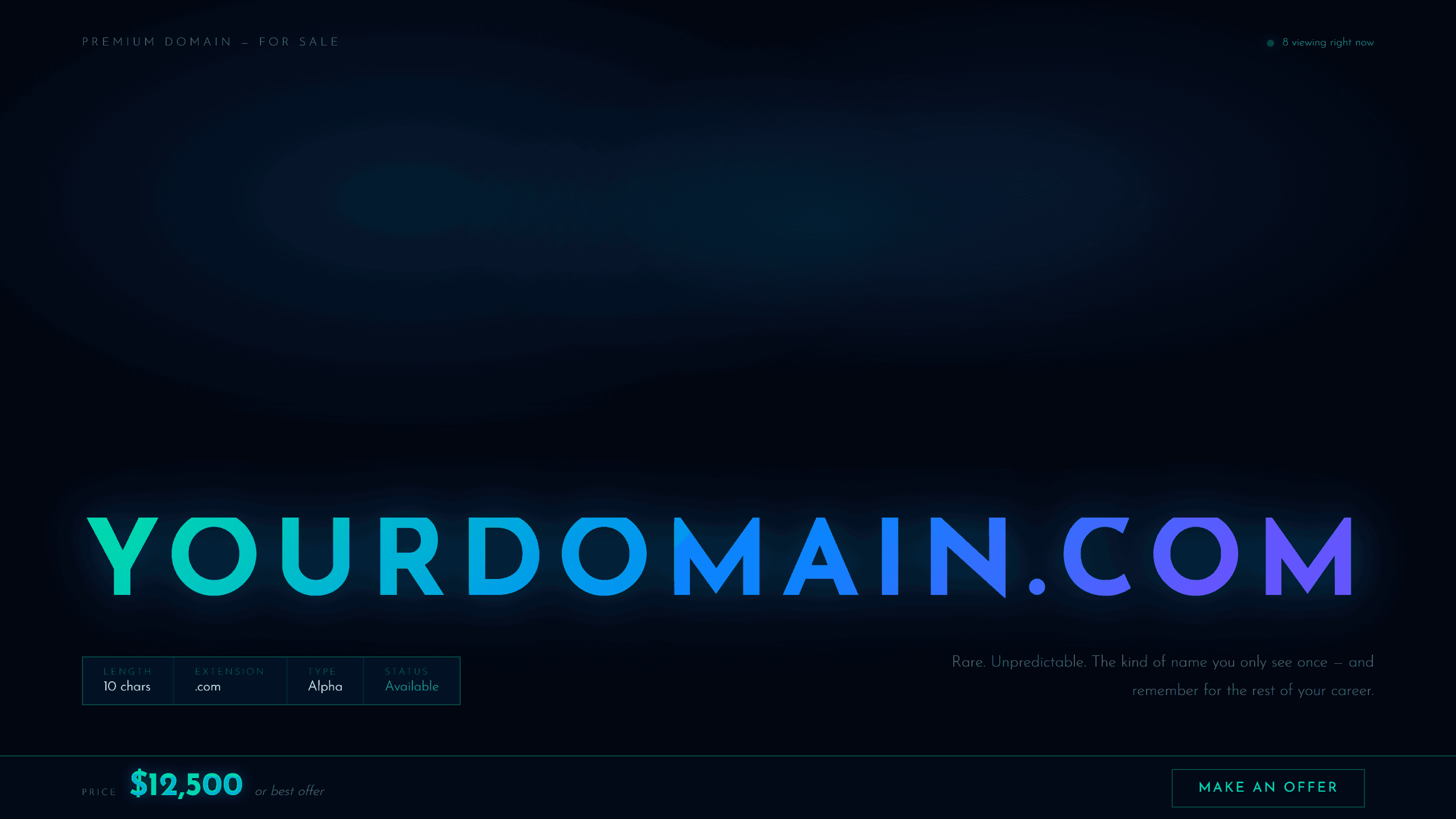 Aurora Dark domain lander template preview