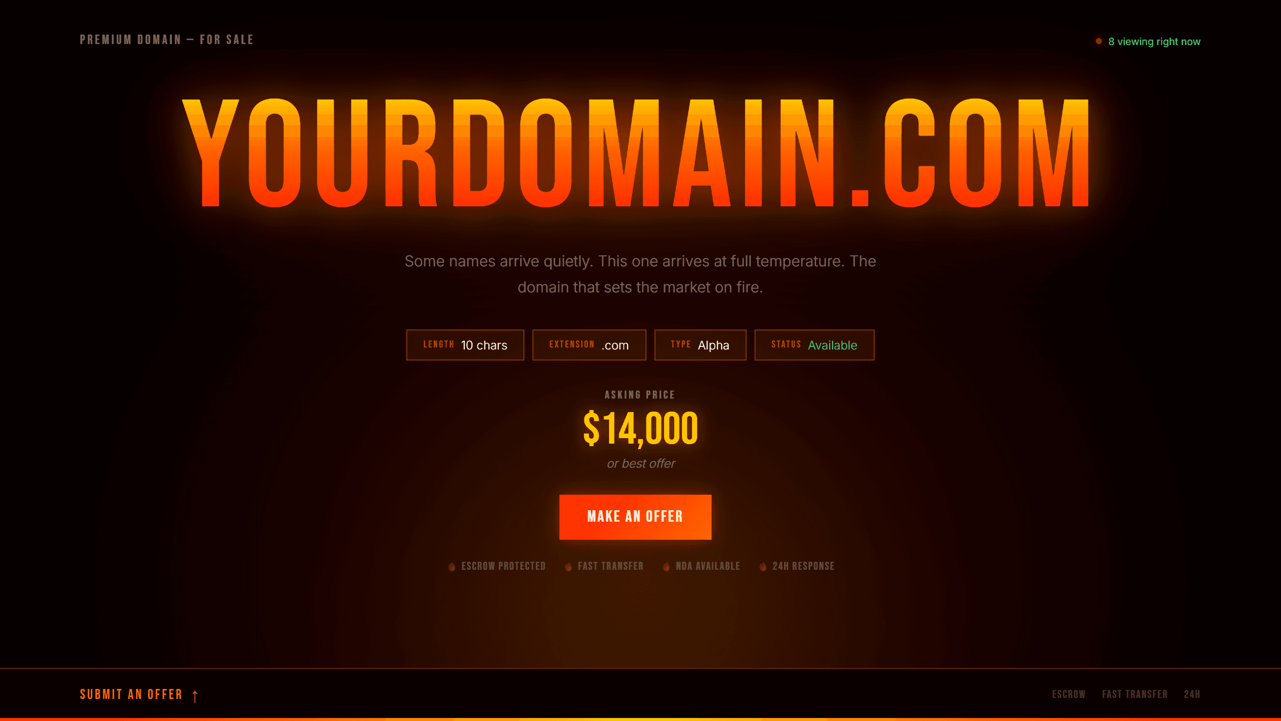 Inferno domain lander template preview