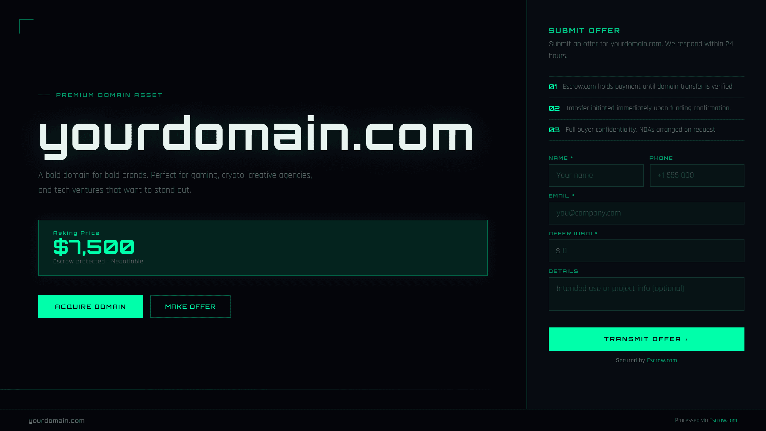 Dark Colorful domain lander templates
