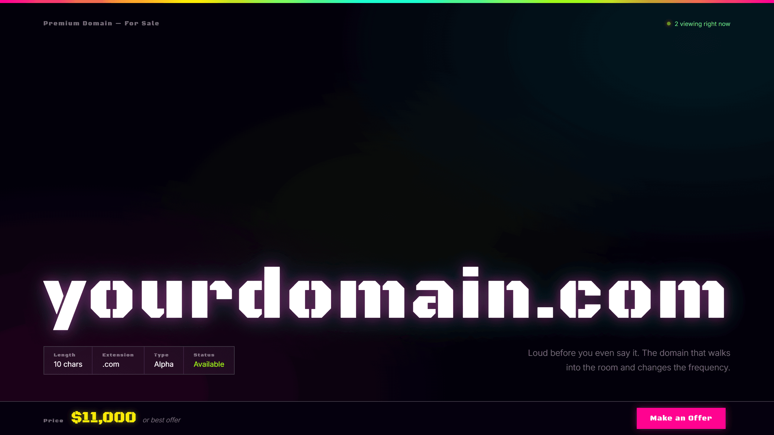 Rave domain lander template preview