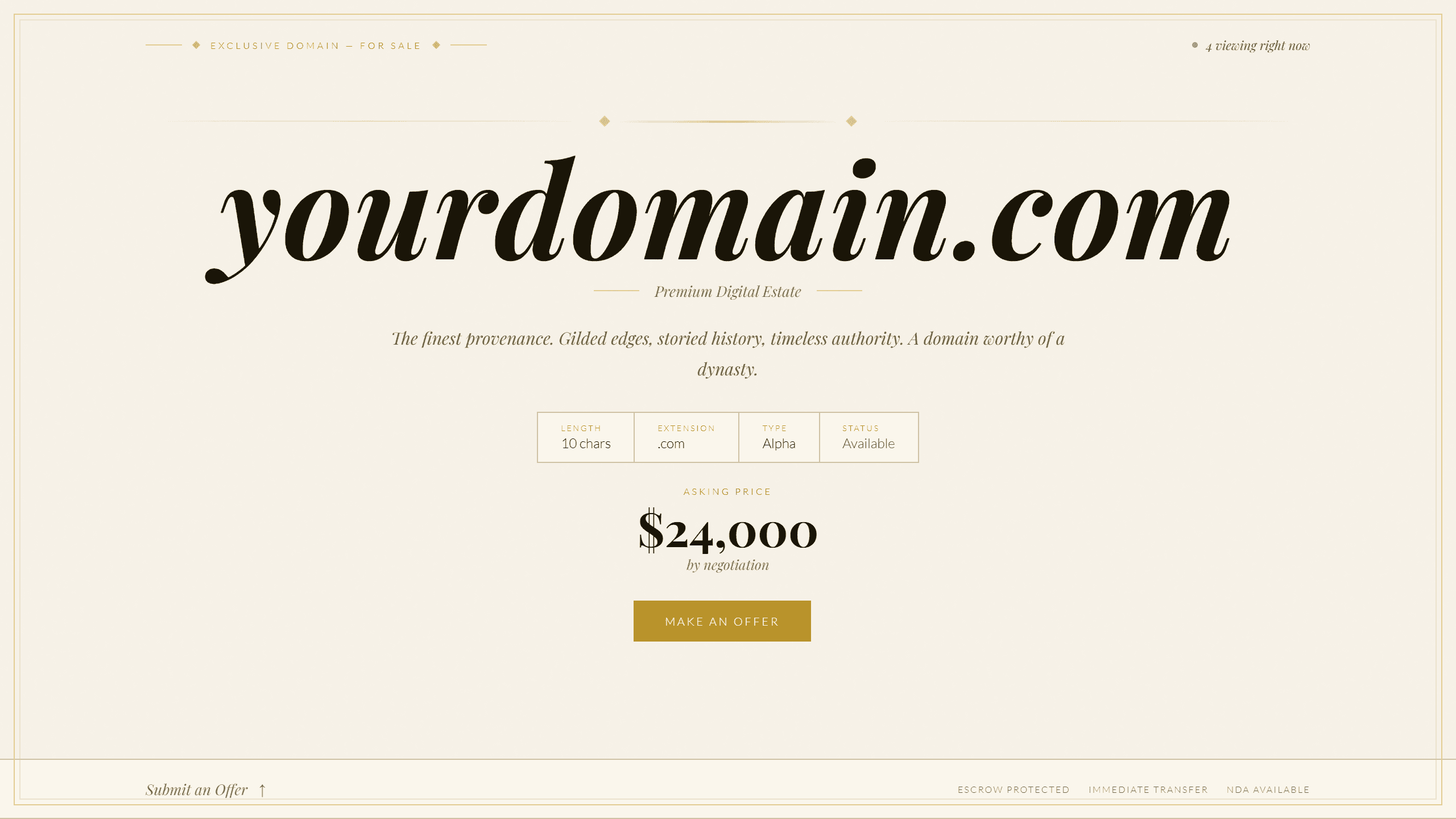 Gilded domain lander template preview