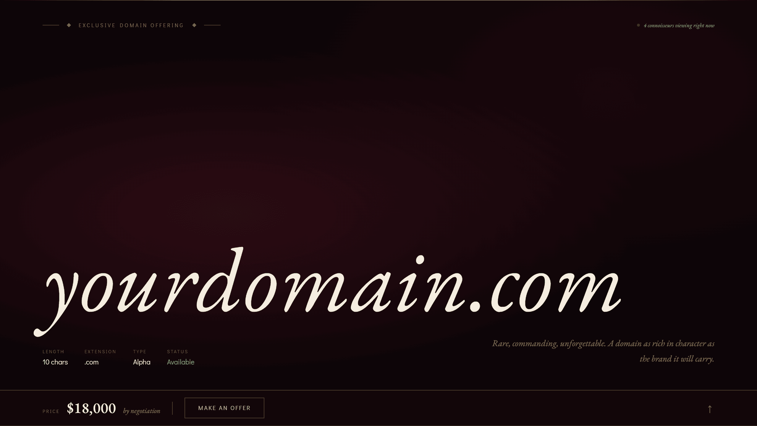 Velvet domain lander template preview