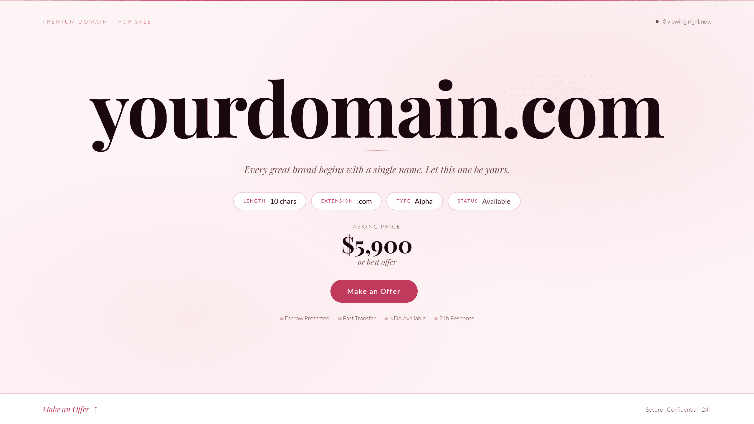 Bloom domain lander template preview