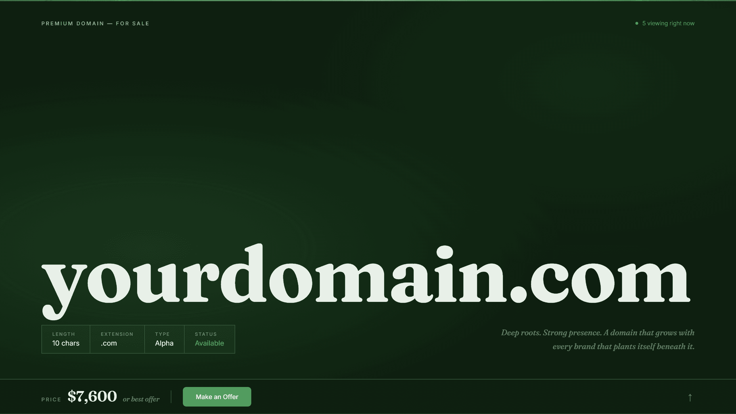 Grove domain lander template preview