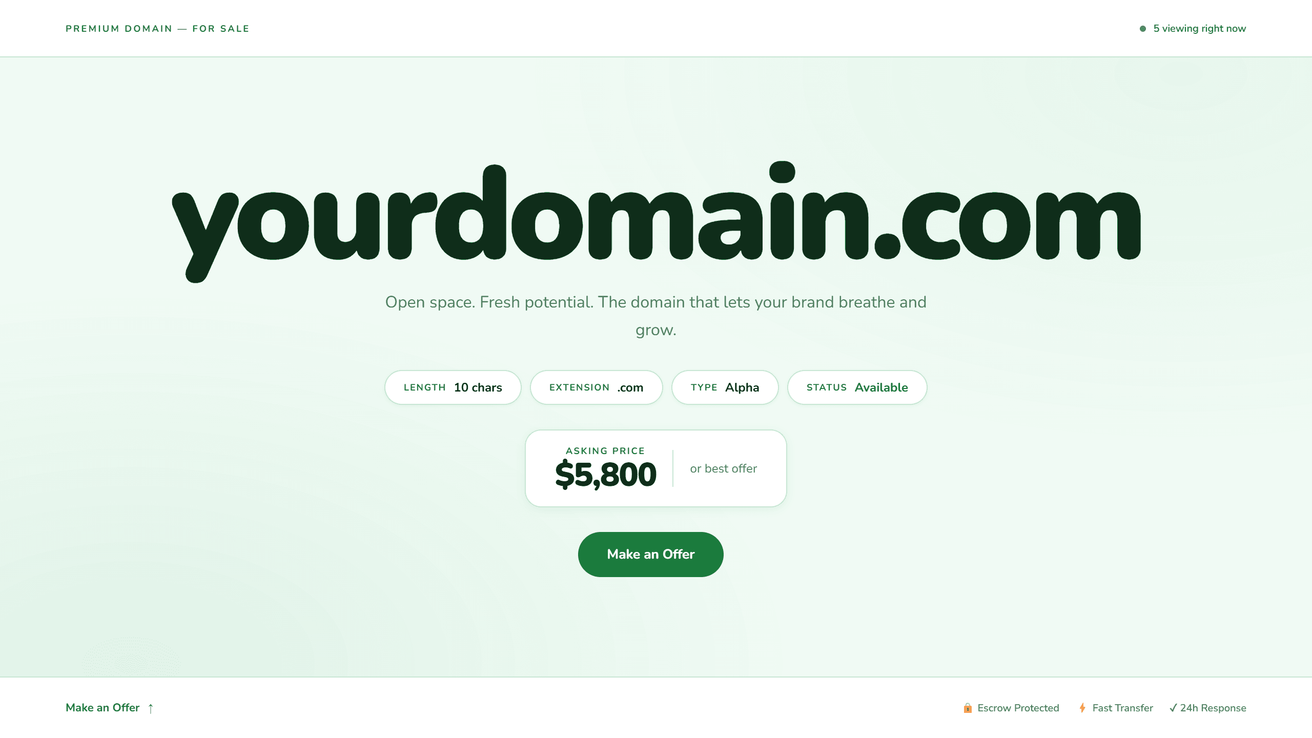 Meadow domain lander template preview