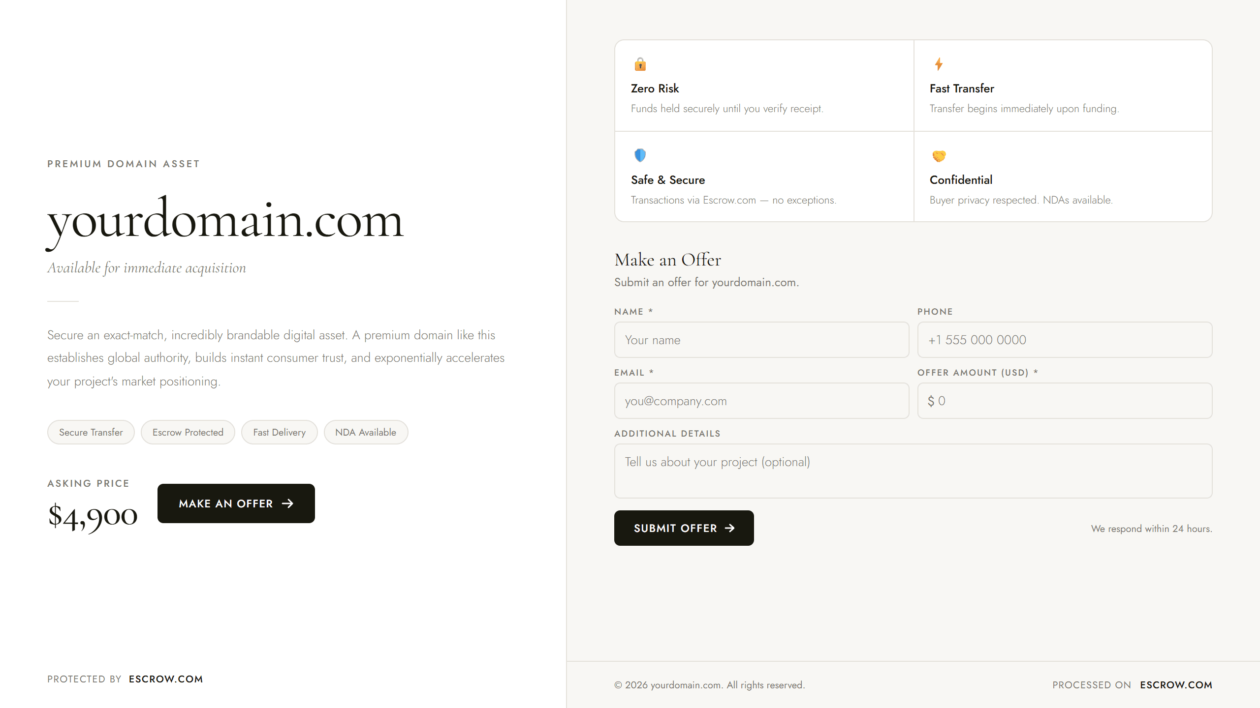 Minimal domain lander templates