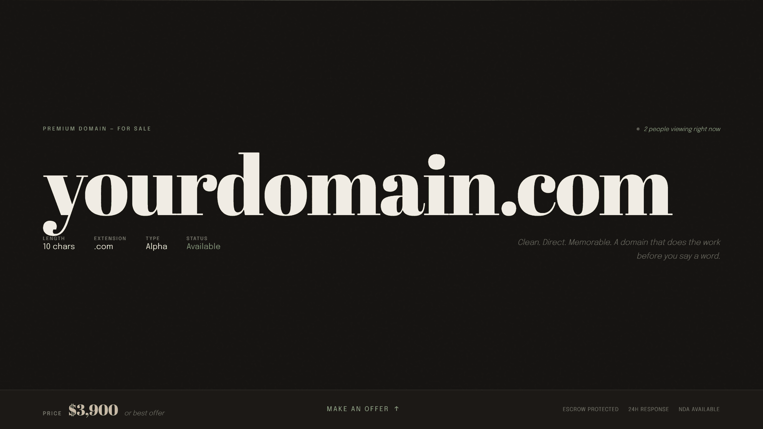 Linen domain lander template preview