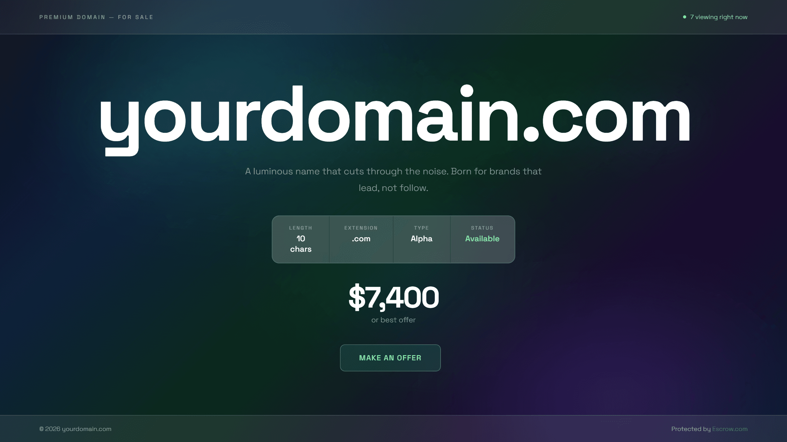 Aurora domain lander template preview