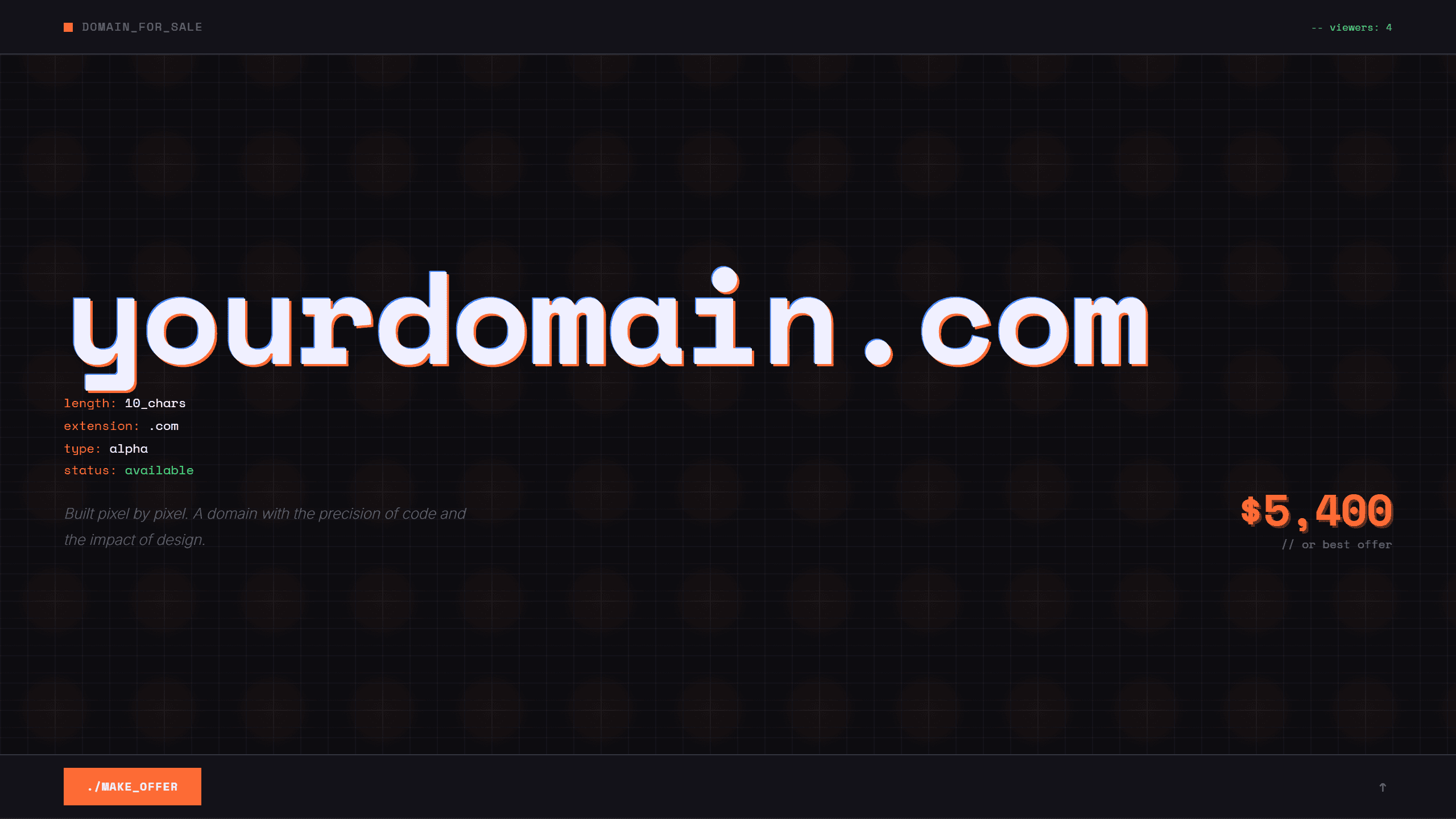 Pixel domain lander template preview