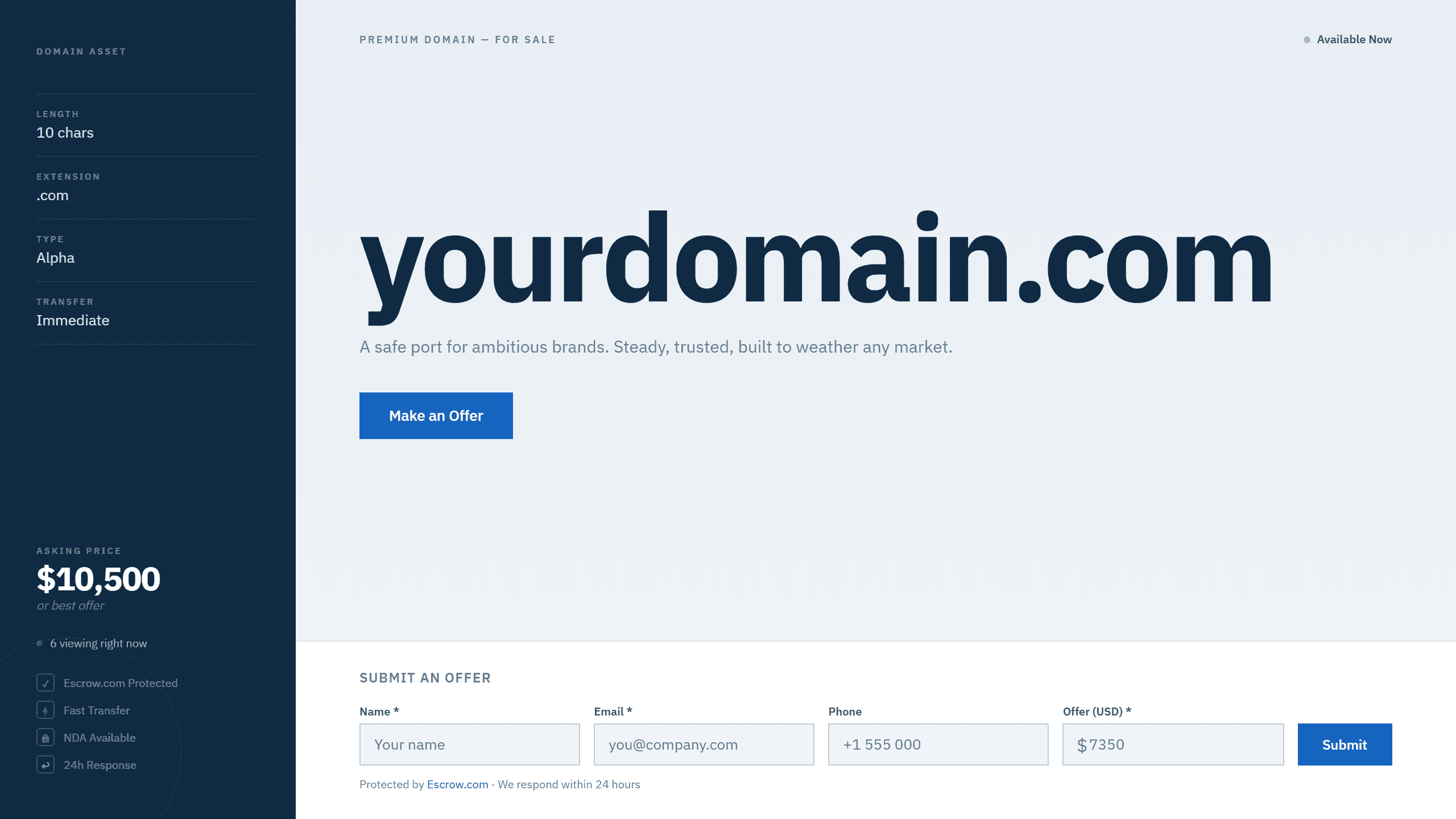 Harbor domain lander template preview