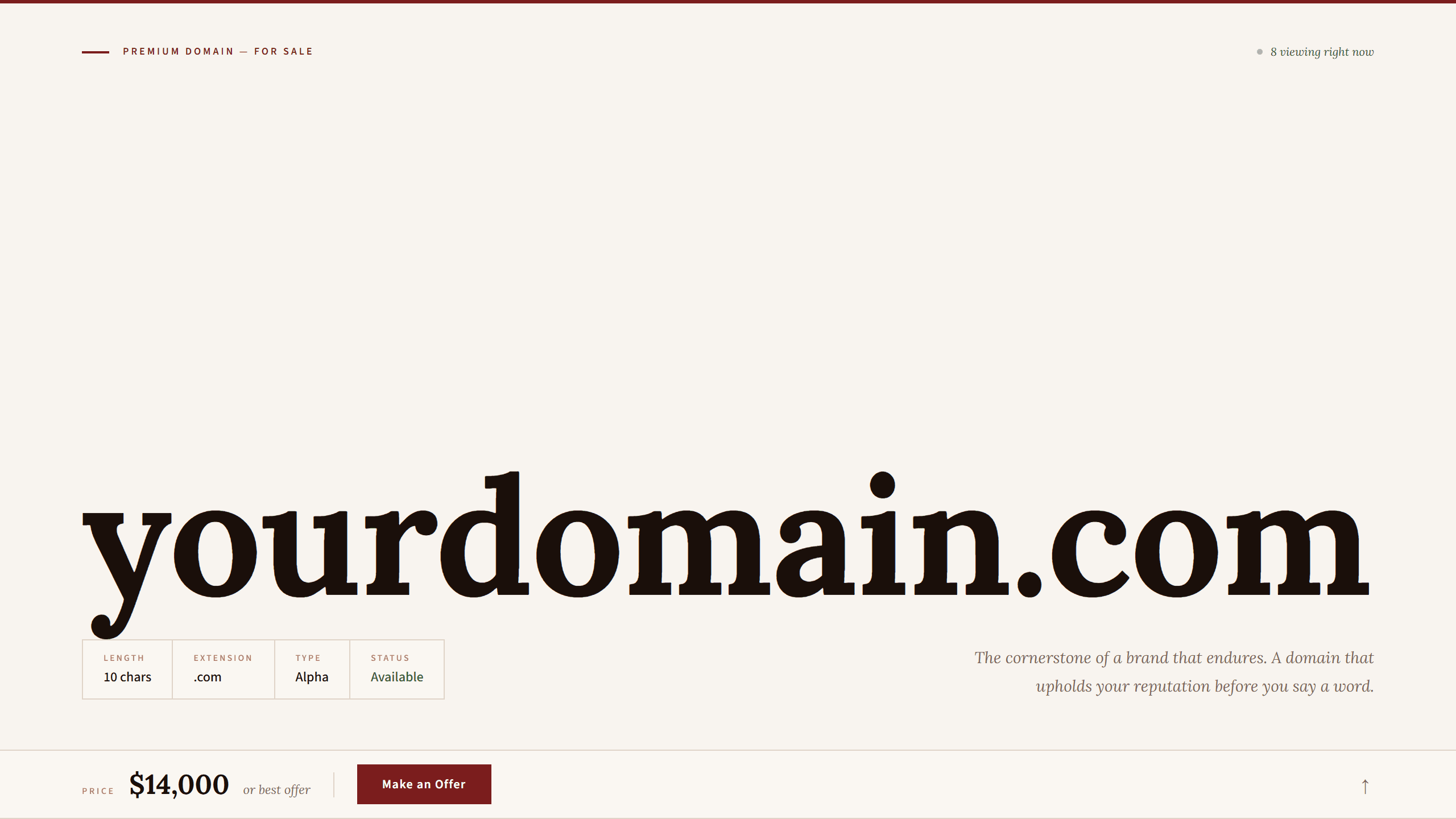 Pillar domain lander template preview