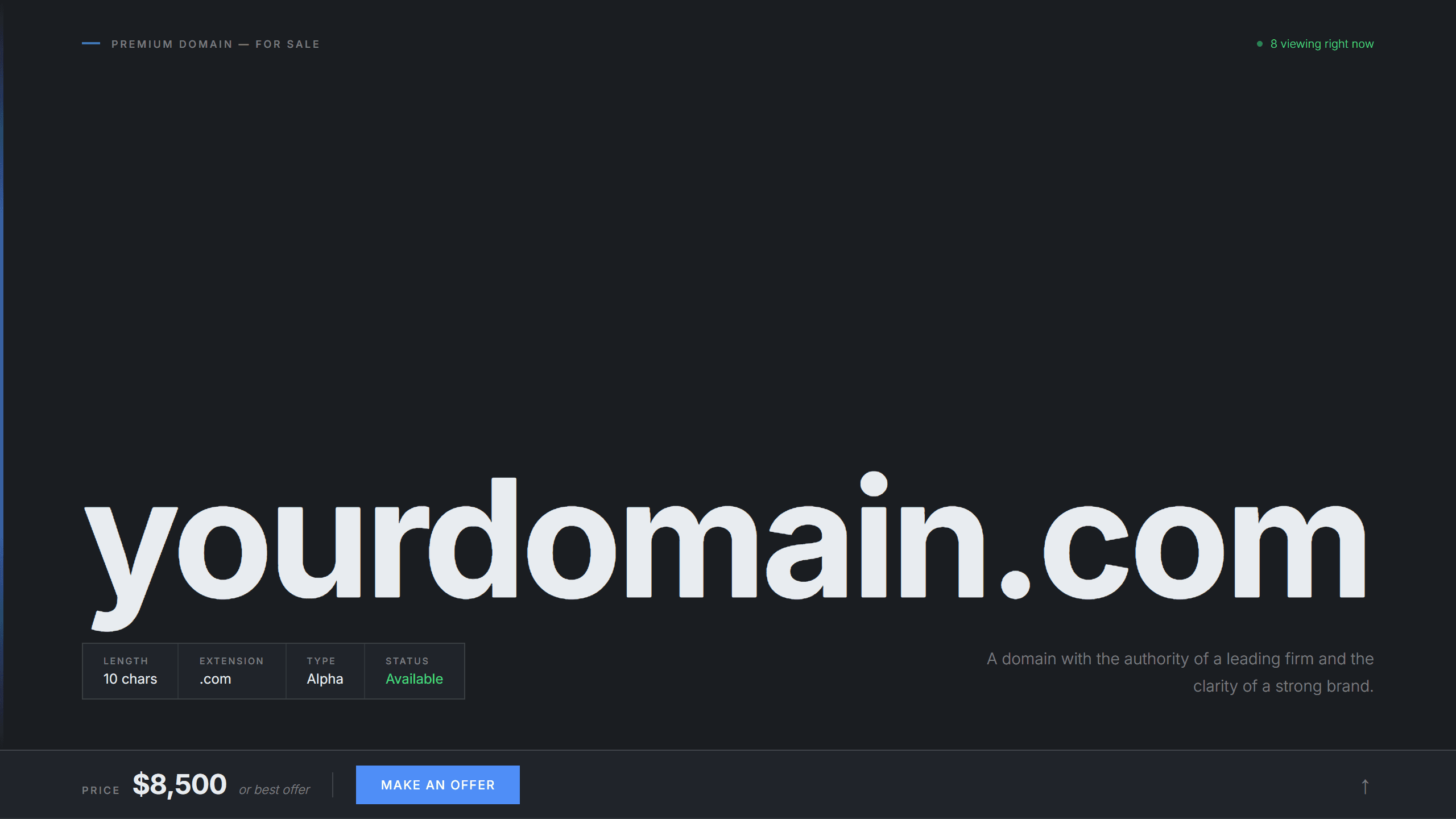 Slate Pro domain lander template preview