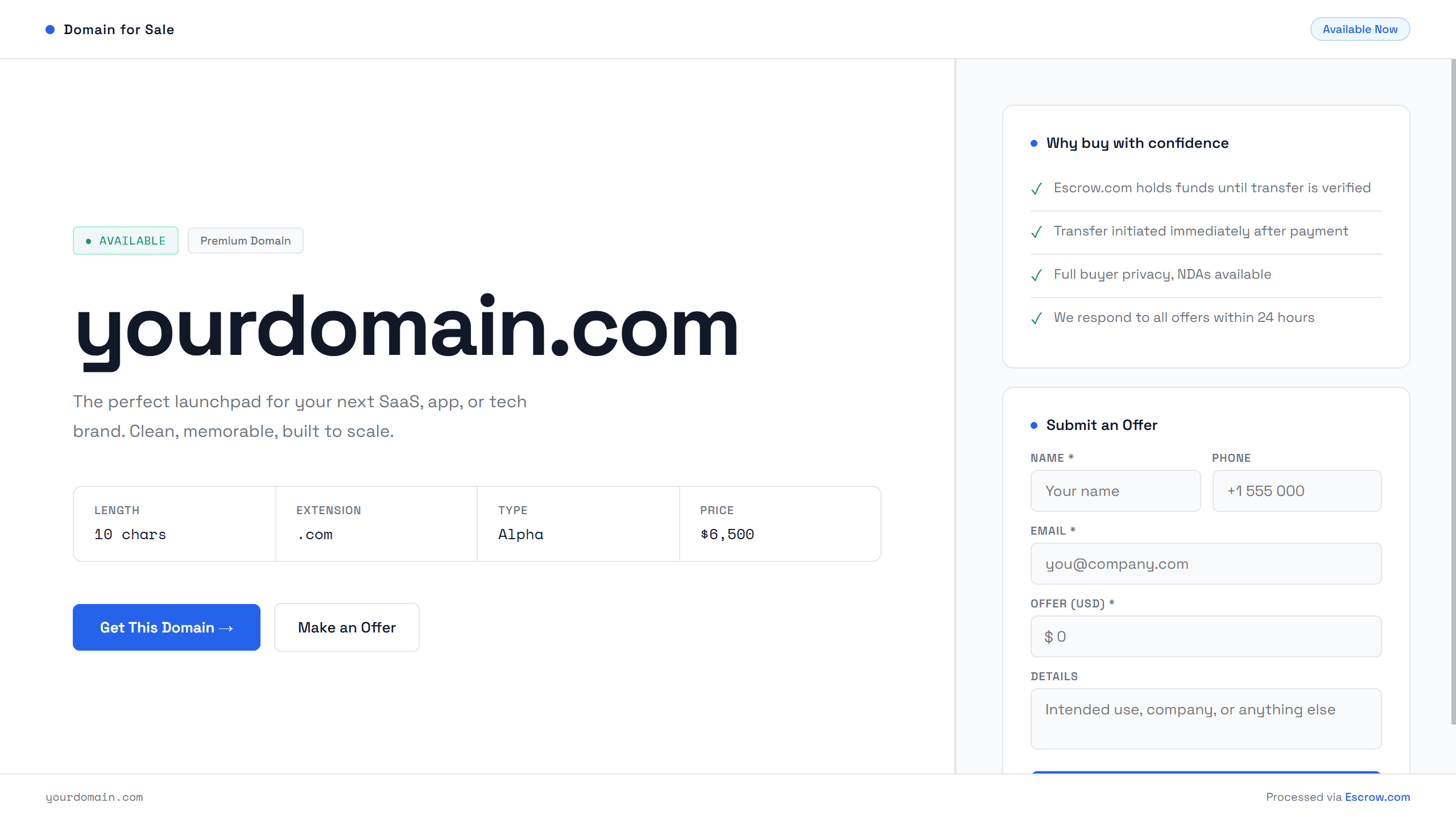 Tech domain lander templates
